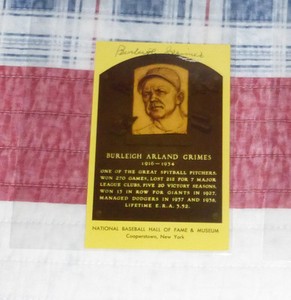 Burleigh Grimes Signed Auto Autographed HOF Plaque