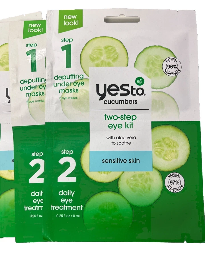 Yes To Cucumbers Two Step Eye Kit Daily Eye Treatment & Under Eye Masks 5 Pack - Image 2 of 3