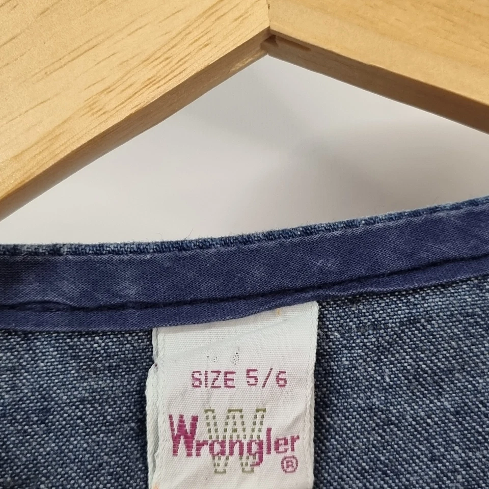 De Colección Wrangler Niñas Mameluco Jersey Denim Jean Bunny Retro Cremallera Talla 5 6 Foto 4 de 4
