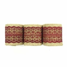 Wrapables Hessian Burlap with Lace Ribbon 2.5" Width x 2 Yards Length (Set of 3)