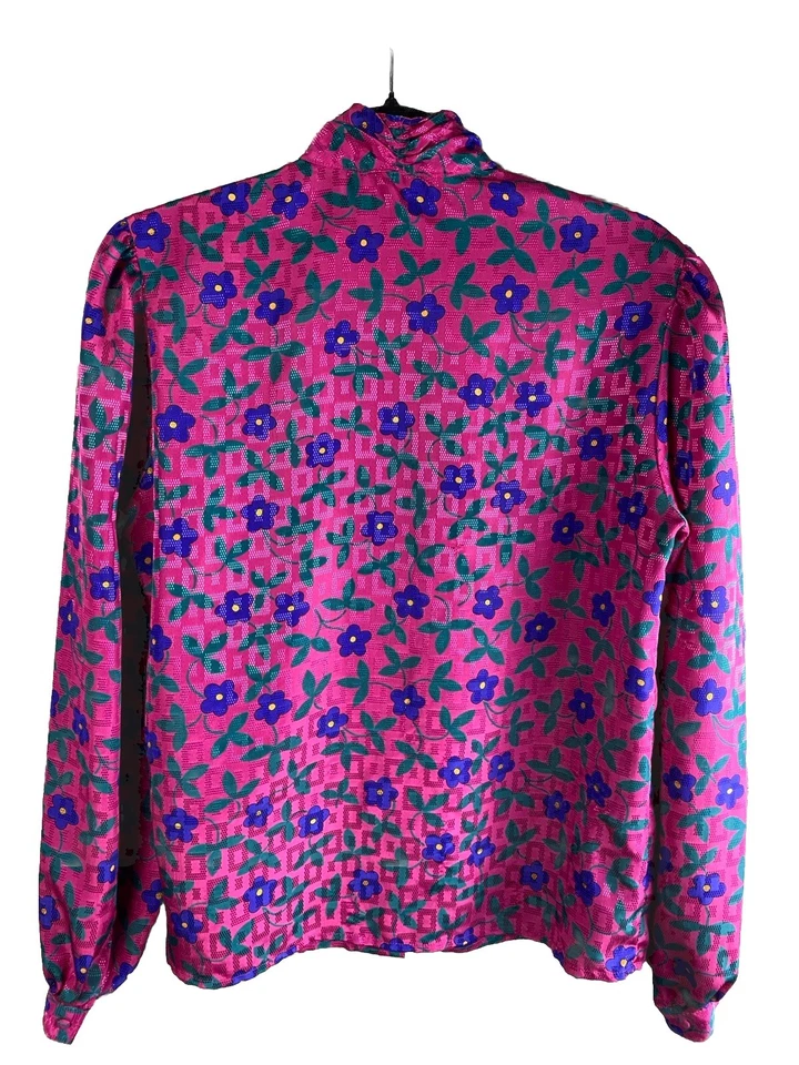 Blusa vintage años 80 floral manga hinchada talla mediana o grande Foto 2 de 4