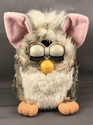 Furby 1998 Original Gray W/ Gray Mrkgs White Tummy Pink Ears For