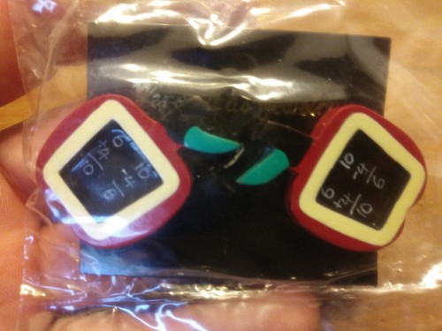 Teachers pierced apple blackboard chalkboard earring set