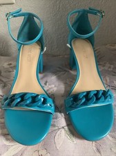 NWOB SIZE 8 M Nine West Mindful Teal Heels Shoes Dress Sandal  Suede 23503