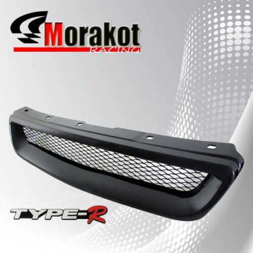 Honda Civic 96-98 Jdm Front Bumper Grille Grill Black Type-R Style with Emblem - Photo 1/1