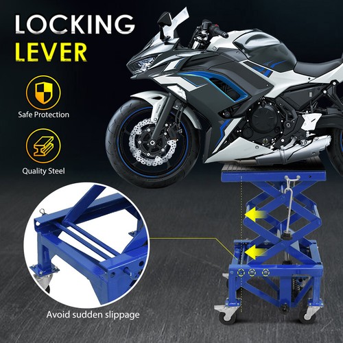 Hydraulic Scissor 440lb Bike Motorcycle Lift Table With 4 Wheel Motorbike ATV - Picture 8 of 17