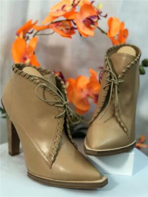 NWOB ALEXANDER WANG TAN LEATHER ''SOFI'' ANKLE BOOTS LACE UP Sz EU41/US10  $625