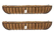 Classic Window Box Wall Mounted Trough Metal Planter Heavy Duty Set of 2 120cm