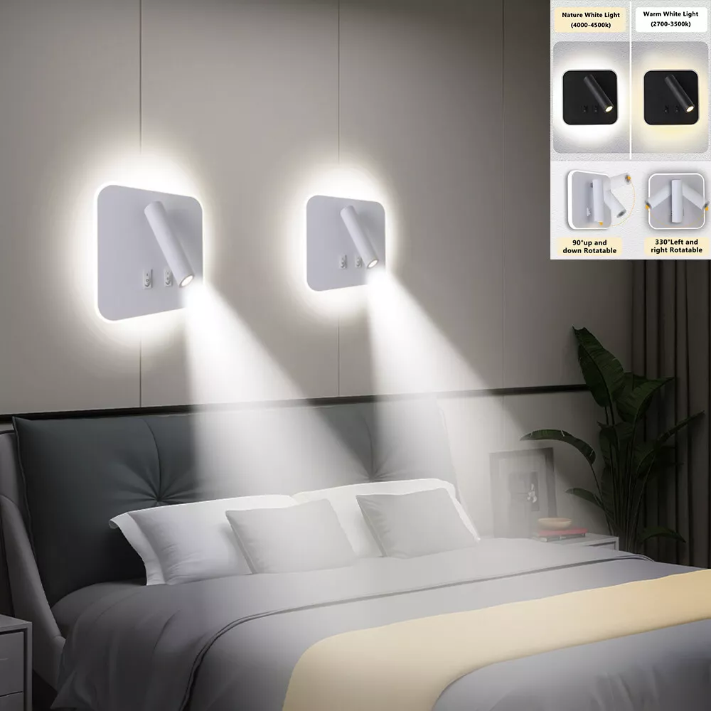 10W LED Wall Lamp Bedside Adjustable Reading Light Indoor Sconce Lighting Switch