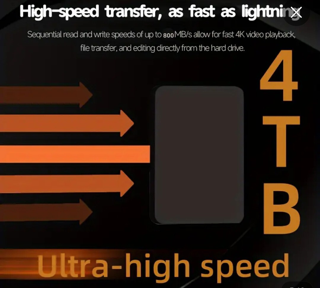 4TB External Hard Drive, Ultra Slim Portable HDD-3.0 For PC, Max Osv10.5-image