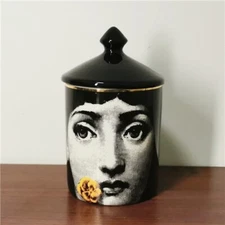 Forasetti Big Eyes Jar With Lids Ceramic Decorative Candle Holder Storage Box