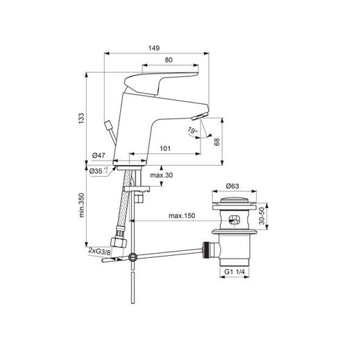 Ideal Standard Ceraflex Bassa Pressione Rubinetto Lavabo Bagno Lavabo - Foto 2 di 2