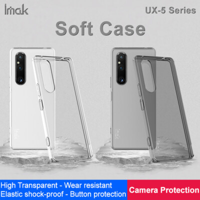 IMAK For Sony Xperia 1 V, Slim Transparent Clear Crystal Soft Rubber Cover Case