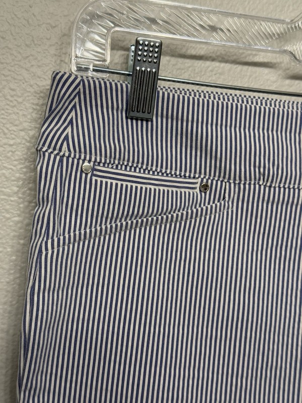 Calvin Klein Blue And White Striped Pants Size Medium Stretch Pull On