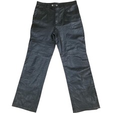 RIVET Women's 12 Black Leather Pants Vintage 90s Grunge Goth Biker Straight Leg