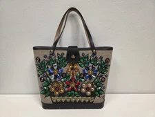 1960's Enid Collins "Flower Basket" 8.5" Vintage Handbag Purse Wood Bottom EUC