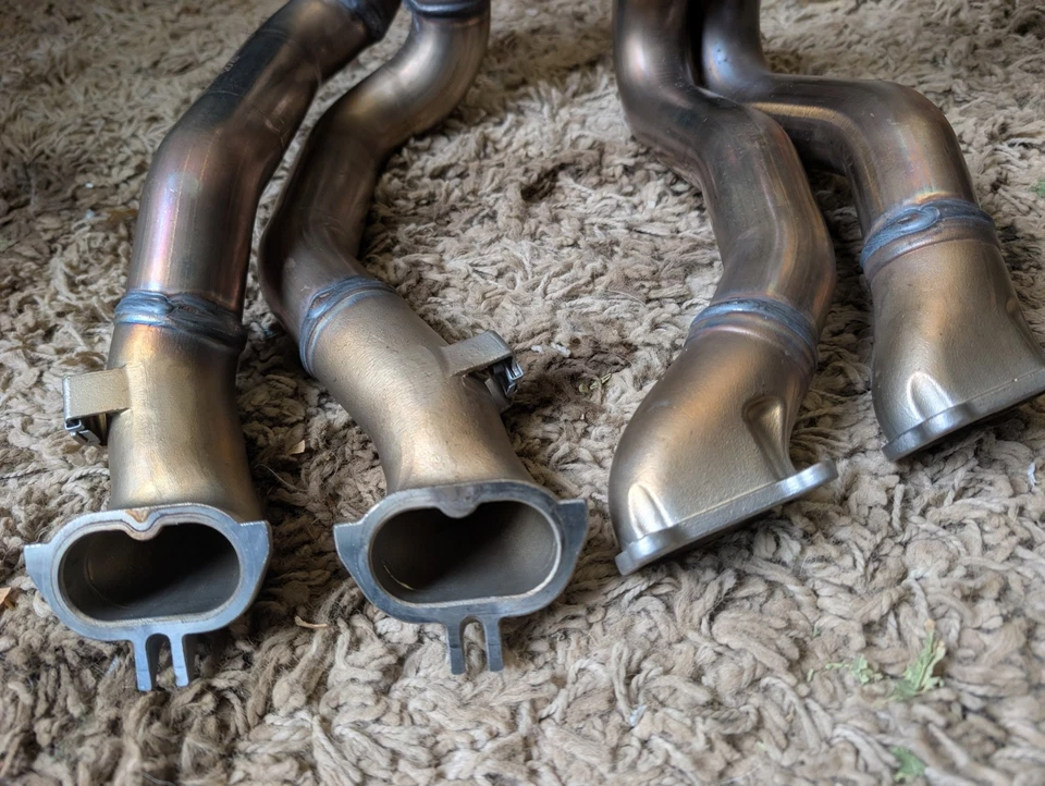 Ducati Panigale V4 Exhaust Manifold Downpipes Headers OEM & Heat Shields 2022 #W - Image 2 of 4