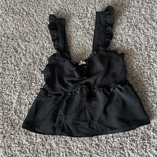 Black babydoll top with ruffle straps