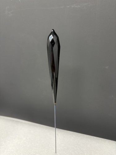 Antique Art Deco Black Faceted Glass Hat Pin 9” Long Dramatic Geometric Design