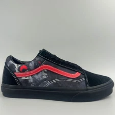 Vans Old Skool Midnight Shift Men Size 8.5 Black Red Suede Skull Skate Shoes NEW