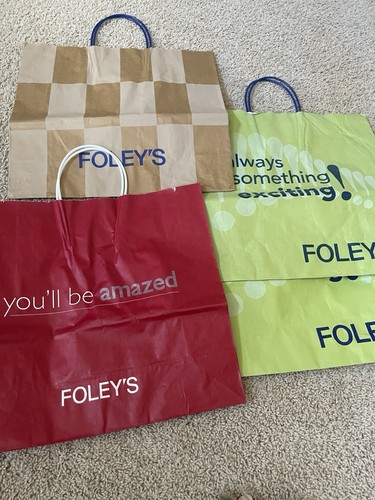 4 FOLEY'S DEPARTMENT STORE Papier Einkaufstüten ORIGINAL MITTE 80er Vintage