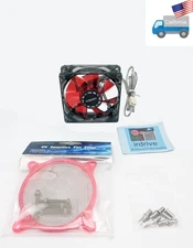 Enermax 80mm RED LED 3pin 12V PC Case Cooling Fan + RED UV Sensitive Fan Filter