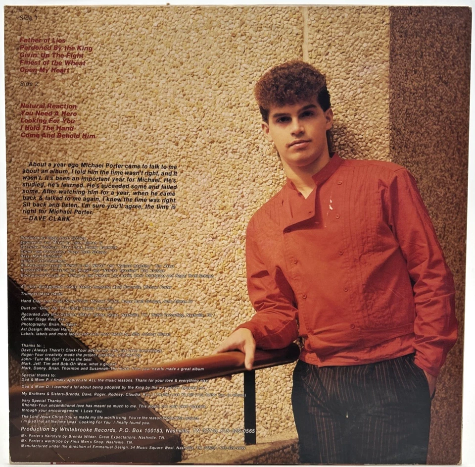 MICHAEL PORTER "Open My Heart" LP 1985 Whitebrooke Music Group  – CT-26 - Image 2 of 4