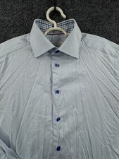 Eton 15.5 Romania Cotton Slim Blue Long Sleeve Solid Premium Shirt Men Elegant