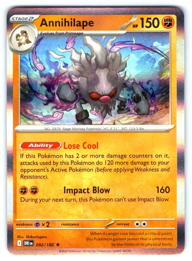 Pokemon TCG Annihilape 92/182 Destined Rivals Holo NM