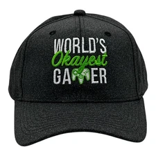 Worlds Okayest Gamer Hat Funny Sarcastic Video Game Graphic Novelty Cap