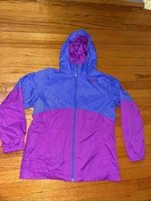 North Face Jacket Girl 18 XL Purple Pink Hooded Mesh Lined Rain Windbreaker Coat