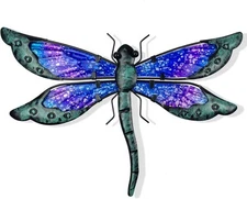 HONGLAND Metal Dragonfly Decor, Outdoor Wall Blue 