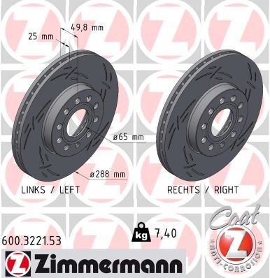 2X Zimmermann Bremsscheibe Vorne FüR VW Golf VI 5K1 Skoda Octavia III Combi 5E5-image