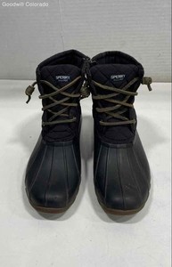 Sperry Girls Black Quilted Ankle Winter Waterproof Saltwater Duck Boots Size 5