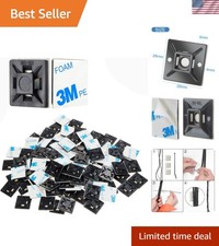 100 Pack 1.1" Black Self-Adhesive Cable Clips - Perfect for Organization