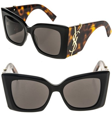 SAINT LAURENT BLAZE YSL 119 SLM119 003 Black Brown Bold Cassandre Logo Sunglass
