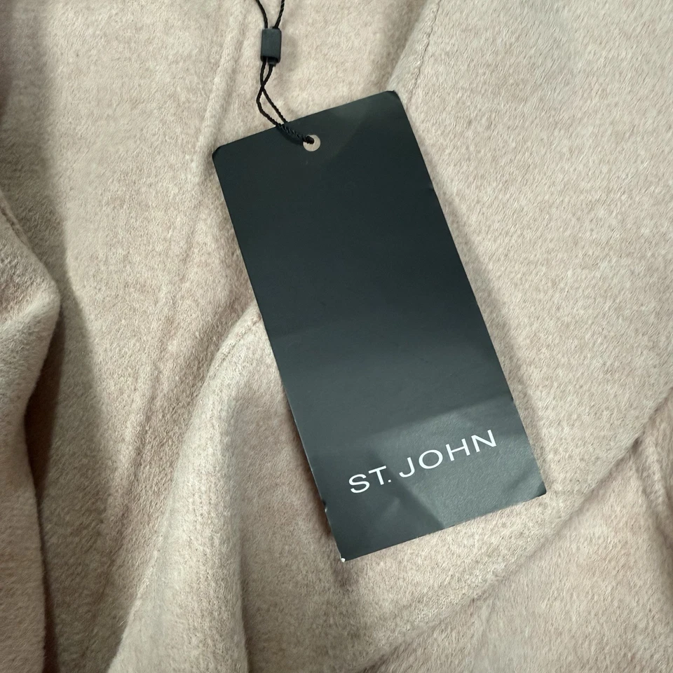 NWT ST. JOHN Angora Wool Cashmere Size 2 Pink Ruffle Jacket Light Coat Luxury - Image 4 of 4