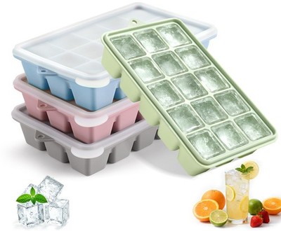 Silicone Ice Tray Easy-Release & Flexible Removable Lid for Freezer, Cocktail