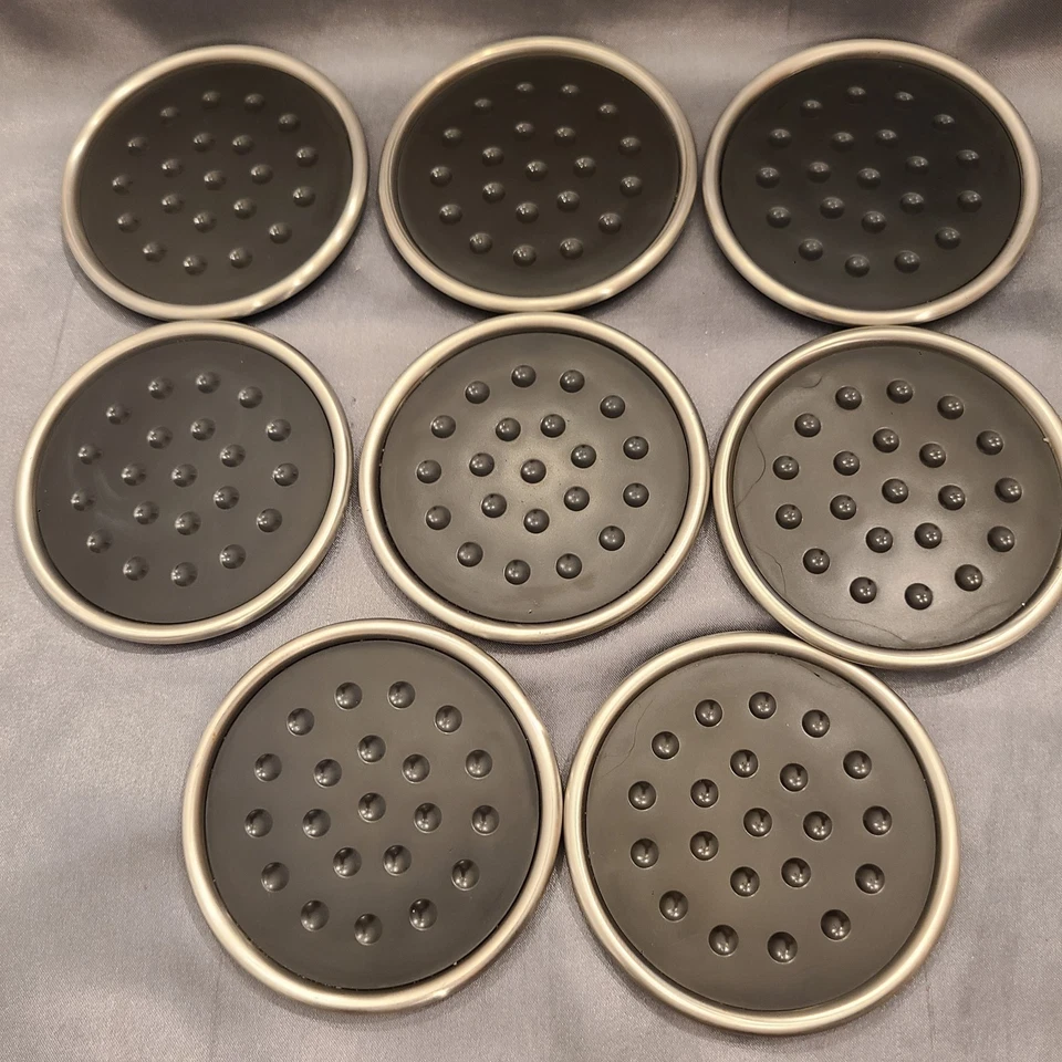 Interdesign Stainless Steel Plastic Drinks 8 Doto Coasters RARE Kitchen Black  - Image 3 of 4