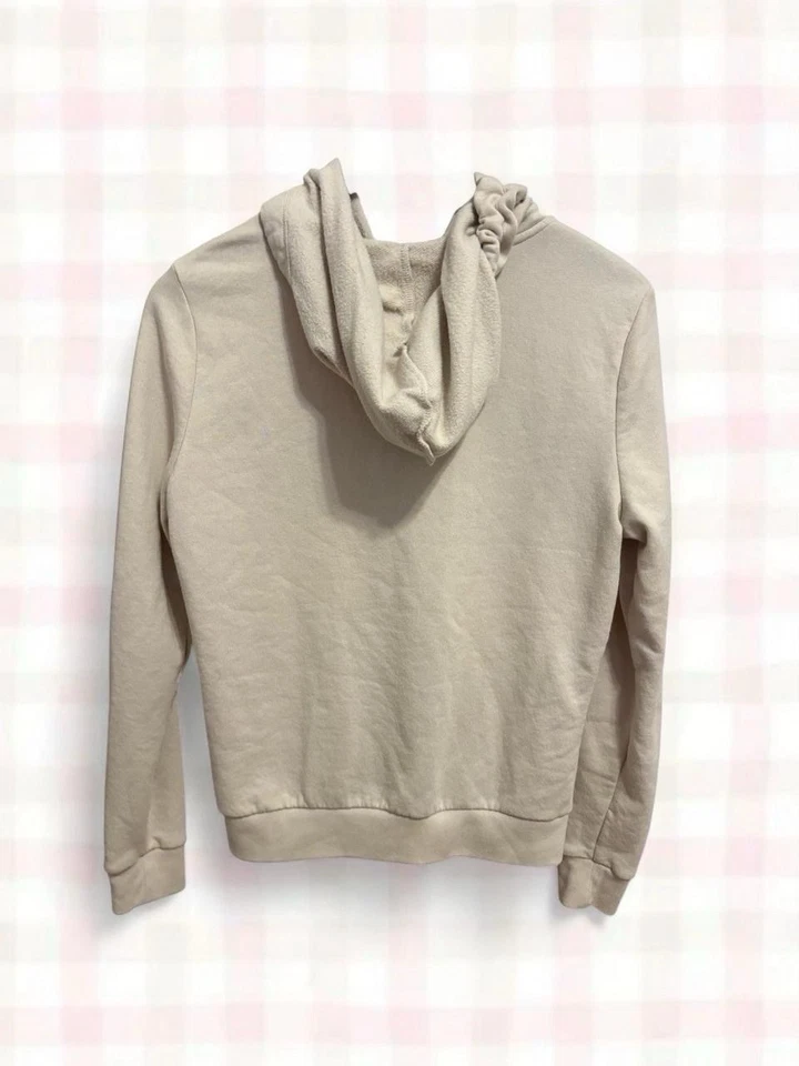 Sudadera con capucha rosa para mujer con estampado de leopardo crema, talla pequeña Foto 3 de 4