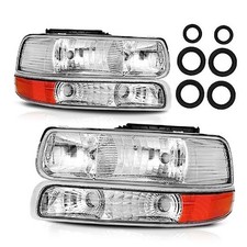 Headlight Assembly Fit For 1999 2000 2001 2002 Chrome Housing Amber Reflector