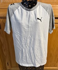 Boys Puma White Crew Neck Tee Large 10-12 T-Shirt