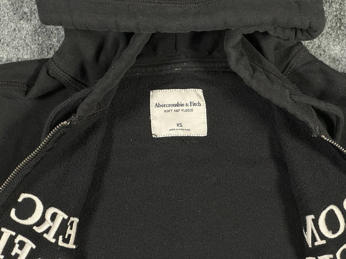 Vintage Abercrombie & Fitch Y2K Full Zip Hoodie Black Logo XS Mens