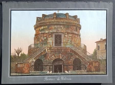 Stampa antica 1891 palmiro premoli Ravenna xilografia colori acquerello veduta