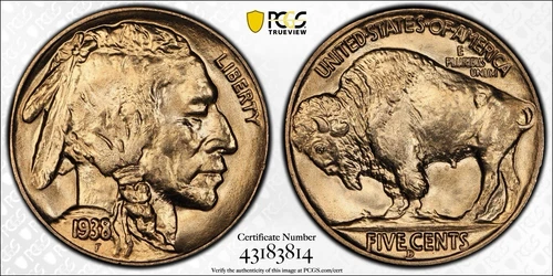 1938-D Buffalo Nickel PCGS MS67 – Lustrous Gem! TrueView Certified
