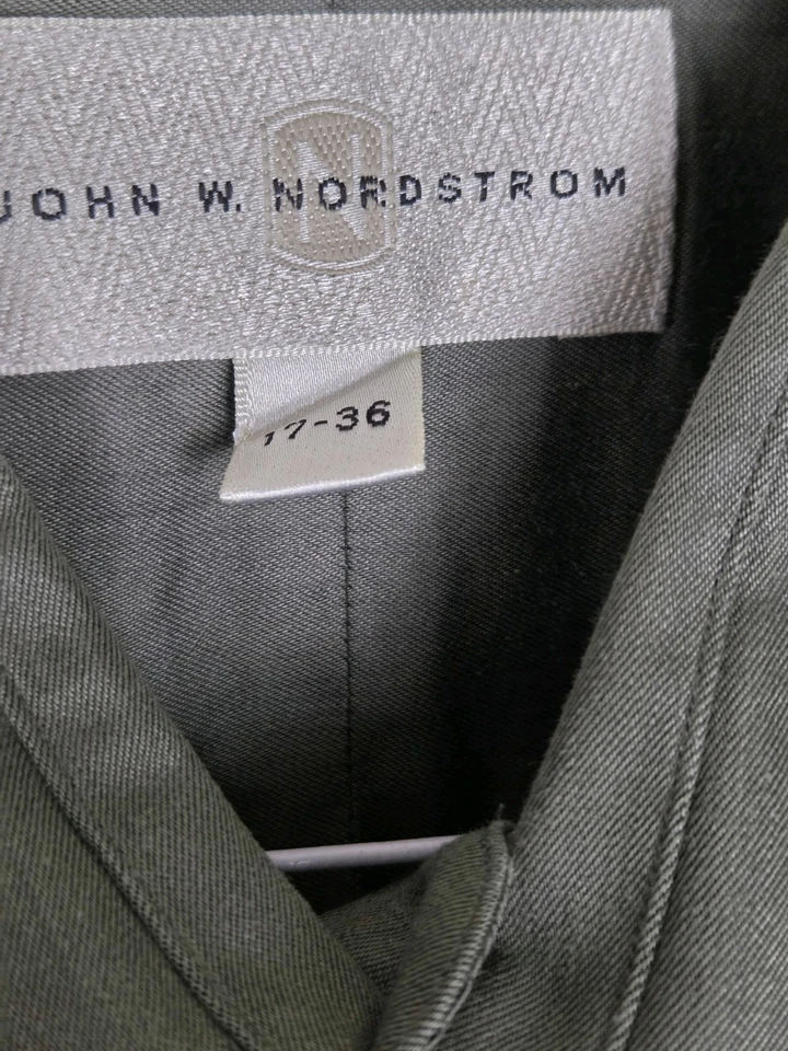 Camisa de vestir John W Nordstrom para hombre 17-36 alta verde musgo abotonada manga larga Foto 4 de 4