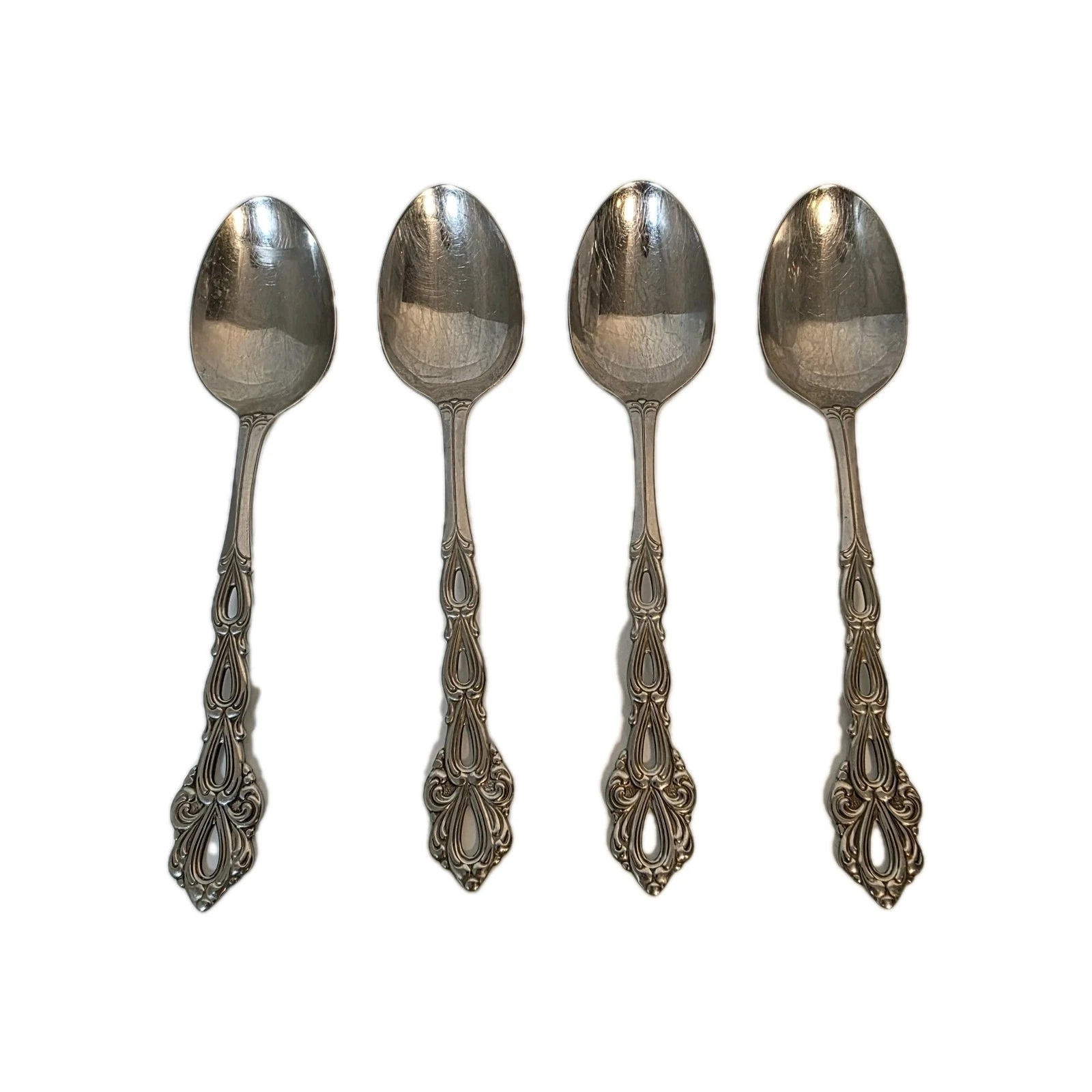 Lot Of 4 Oneida Community Chandelier Glossy Serving Spoons Flatware 8.5"