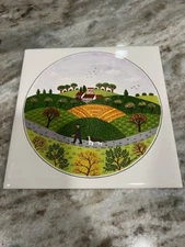 Villeroy & Boch Naif Country Scene Man With Hunting Dog 6" x 6" Tile France