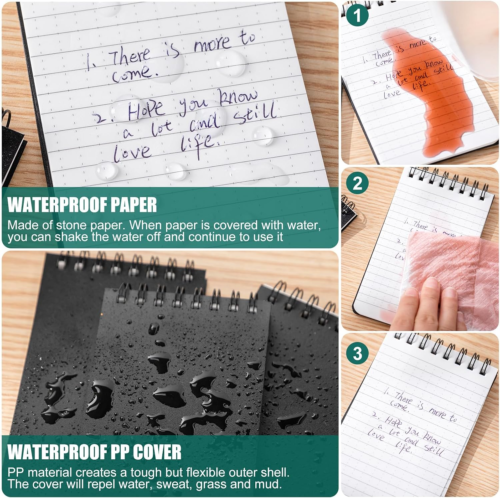 4 Pcs Waterproof Notebook Graph Paper 3" X 5" All Weather Pocket Notepads Police - Picture 3 of 7