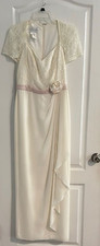 Davids Bridal Wedding Dress Cream Off White Lace Beads Elegant Womens Size 4